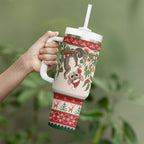 Aussie Sugar Glider Christmas Tumbler With Handle Festive Knitted Pattern Inspired
