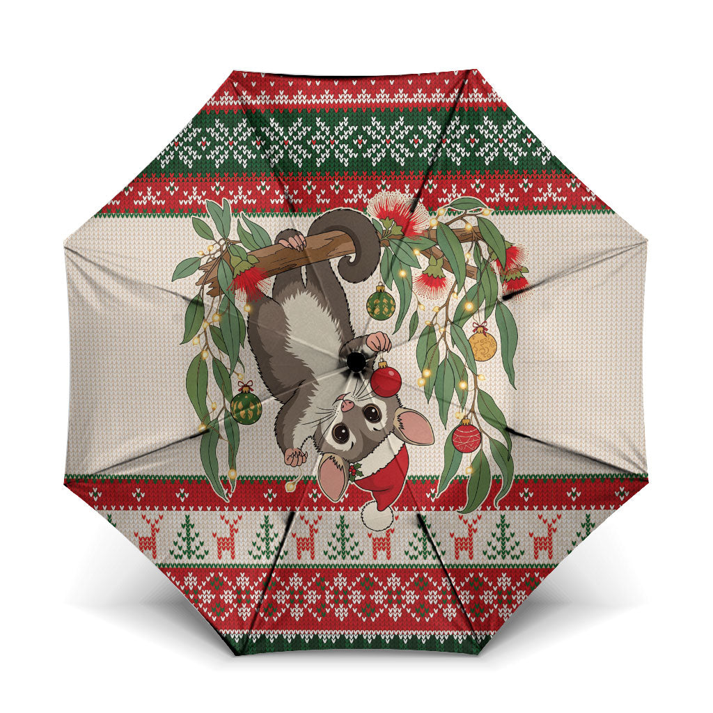 Aussie Sugar Glider Christmas Umbrella Festive Knitted Pattern Inspired