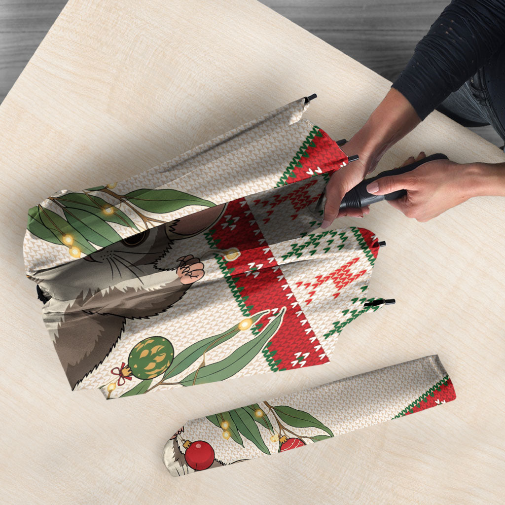 Aussie Sugar Glider Christmas Umbrella Festive Knitted Pattern Inspired