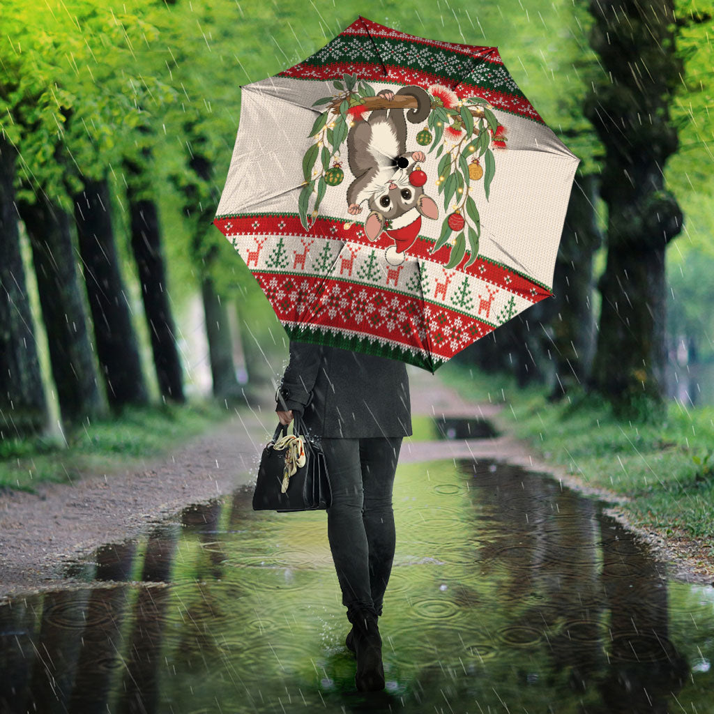 Aussie Sugar Glider Christmas Umbrella Festive Knitted Pattern Inspired