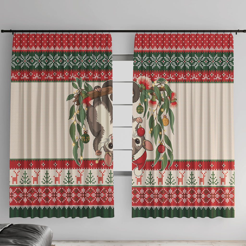 Aussie Sugar Glider Christmas Window Curtain Festive Knitted Pattern Inspired