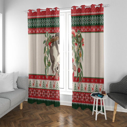 Aussie Sugar Glider Christmas Window Curtain Festive Knitted Pattern Inspired