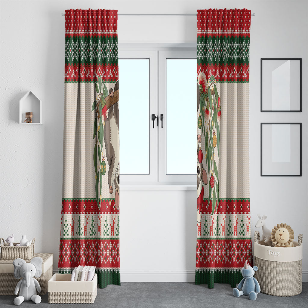 Aussie Sugar Glider Christmas Window Curtain Festive Knitted Pattern Inspired