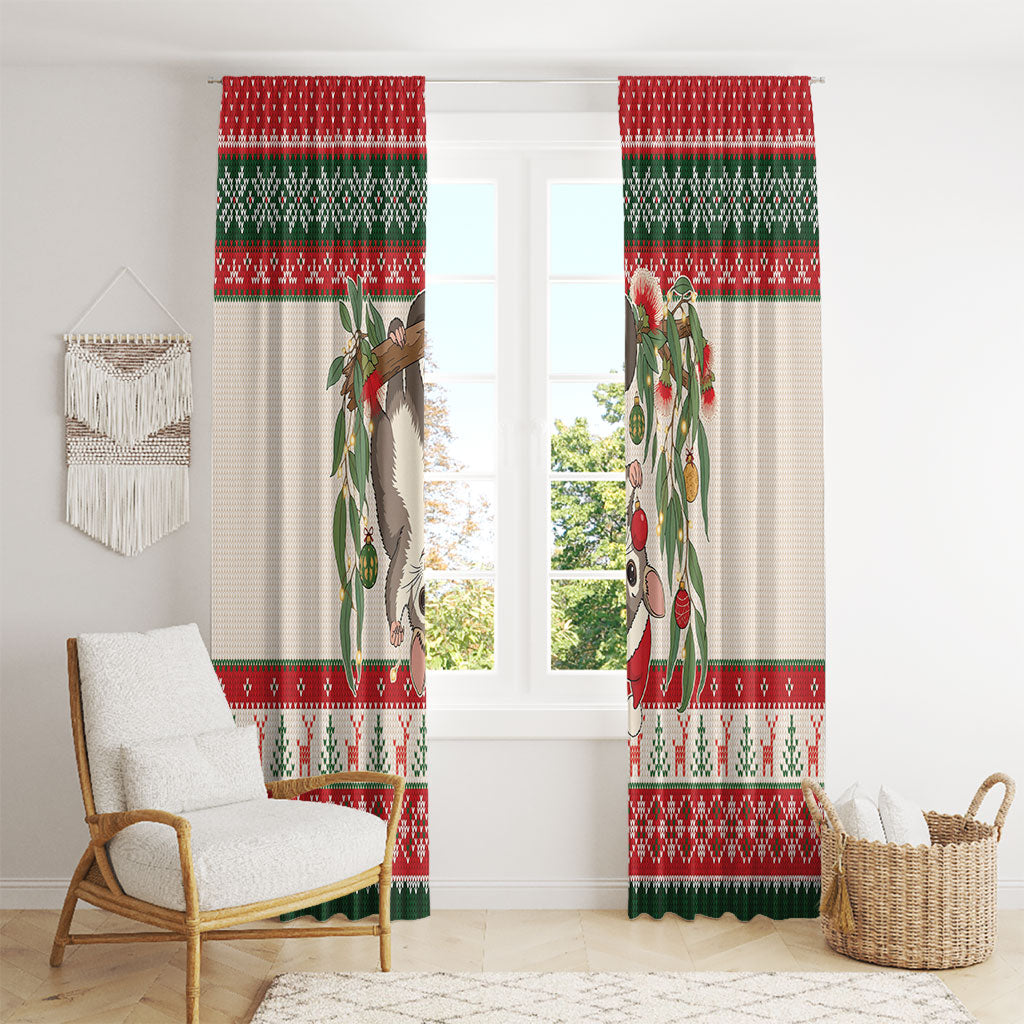 Aussie Sugar Glider Christmas Window Curtain Festive Knitted Pattern Inspired