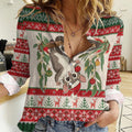 Aussie Sugar Glider Christmas Women Casual Shirt Festive Knitted Pattern Inspired