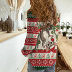 Aussie Sugar Glider Christmas Women Casual Shirt Festive Knitted Pattern Inspired