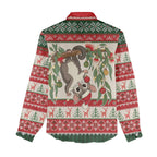 Aussie Sugar Glider Christmas Women Casual Shirt Festive Knitted Pattern Inspired