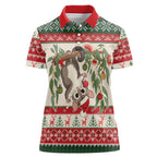 Aussie Sugar Glider Christmas Women Polo Shirt Festive Knitted Pattern Inspired