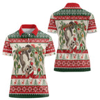 Aussie Sugar Glider Christmas Women Polo Shirt Festive Knitted Pattern Inspired