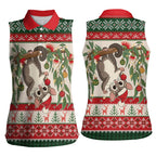 Aussie Sugar Glider Christmas Women Sleeveless Polo Shirt Festive Knitted Pattern Inspired