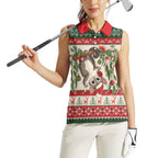 Aussie Sugar Glider Christmas Women Sleeveless Polo Shirt Festive Knitted Pattern Inspired
