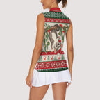 Aussie Sugar Glider Christmas Women Sleeveless Polo Shirt Festive Knitted Pattern Inspired