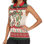 Aussie Sugar Glider Christmas Women Sleeveless Polo Shirt Festive Knitted Pattern Inspired