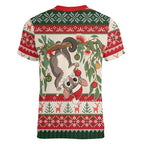 Aussie Sugar Glider Christmas Women V-Neck T-Shirt Festive Knitted Pattern Inspired