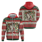 Aussie Sugar Glider Christmas Zip Hoodie Festive Knitted Pattern Inspired