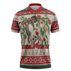 Aussie Sugar Glider Christmas Zipper Polo Shirt Festive Knitted Pattern Inspired