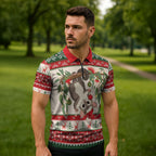 Aussie Sugar Glider Christmas Zipper Polo Shirt Festive Knitted Pattern Inspired