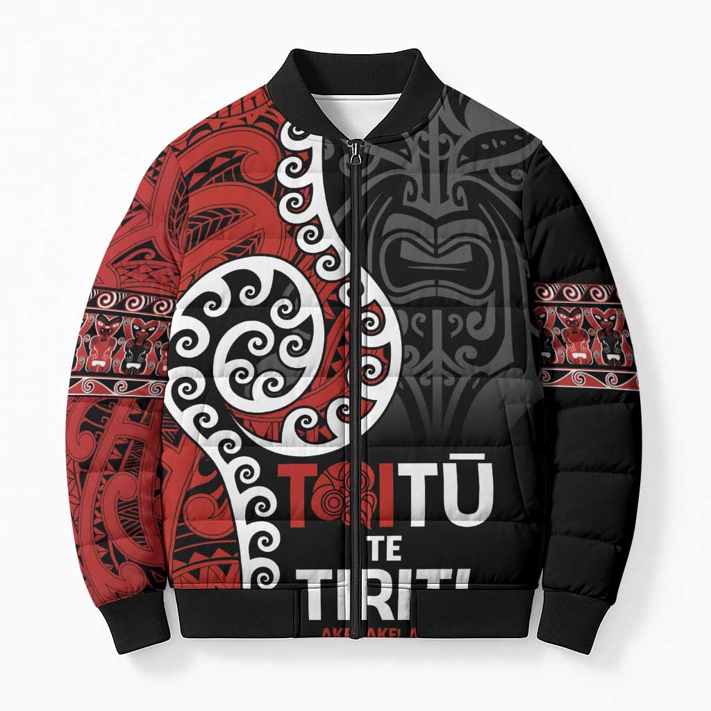 Honour The Treaty New Zealand Bomber Puffer Jacket Toitu Te Tiriti Ake Ake Ake - Aussie Hoodie