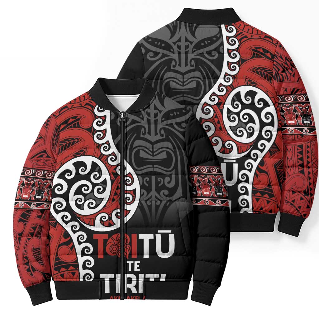 Honour The Treaty New Zealand Bomber Puffer Jacket Toitu Te Tiriti Ake Ake Ake - Aussie Hoodie