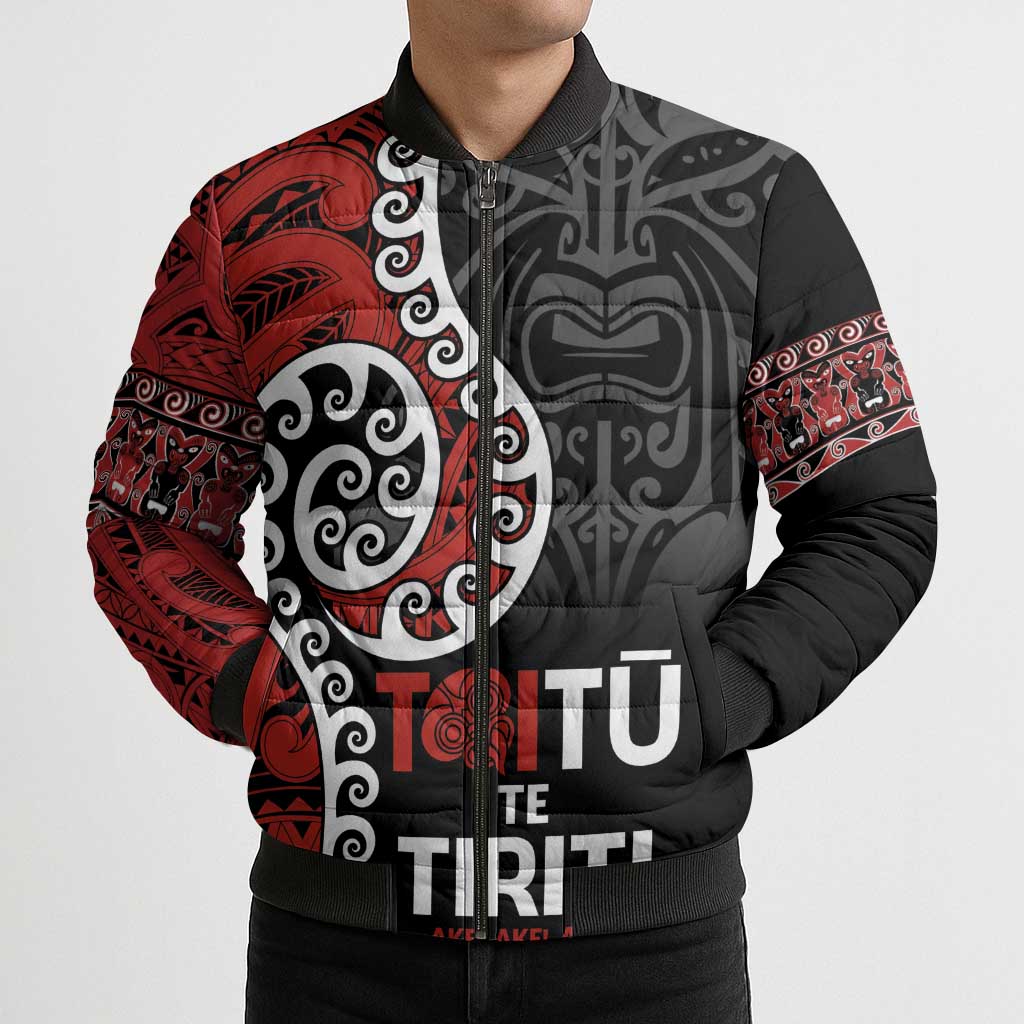 Honour The Treaty New Zealand Bomber Puffer Jacket Toitu Te Tiriti Ake Ake Ake - Aussie Hoodie