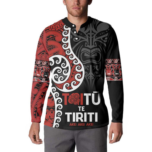 Honour The Treaty New Zealand Button Sweatshirt Toitu Te Tiriti Ake!Ake!Ake!