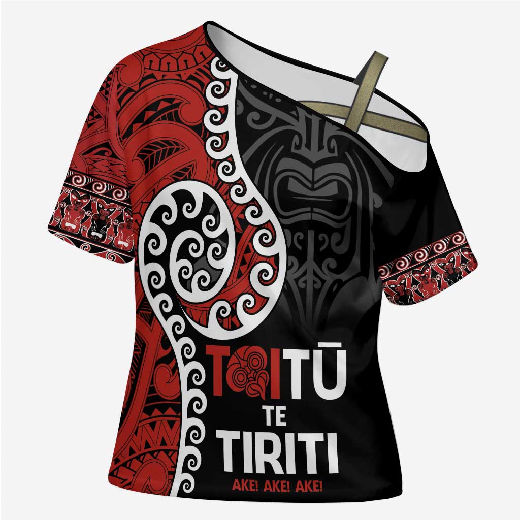 Honour The Treaty New Zealand Cross Shoulder Shirt Toitu Te Tiriti Ake Ake Ake - Aussie Hoodie