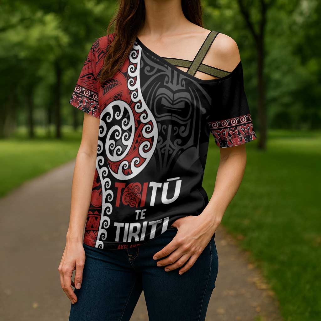Honour The Treaty New Zealand Cross Shoulder Shirt Toitu Te Tiriti Ake Ake Ake - Aussie Hoodie