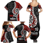 Honour The Treaty New Zealand Family Matching Summer Maxi Dress and Hawaiian Shirt Toitu Te Tiriti Ake!Ake!Ake!
