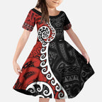 Honour The Treaty New Zealand Kid Short Sleeve Dress Toitu Te Tiriti Ake!Ake!Ake!