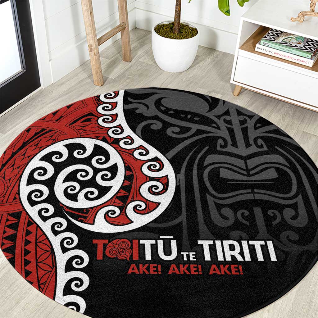 Honour The Treaty New Zealand Round Carpet Toitu Te Tiriti Ake!Ake!Ake!