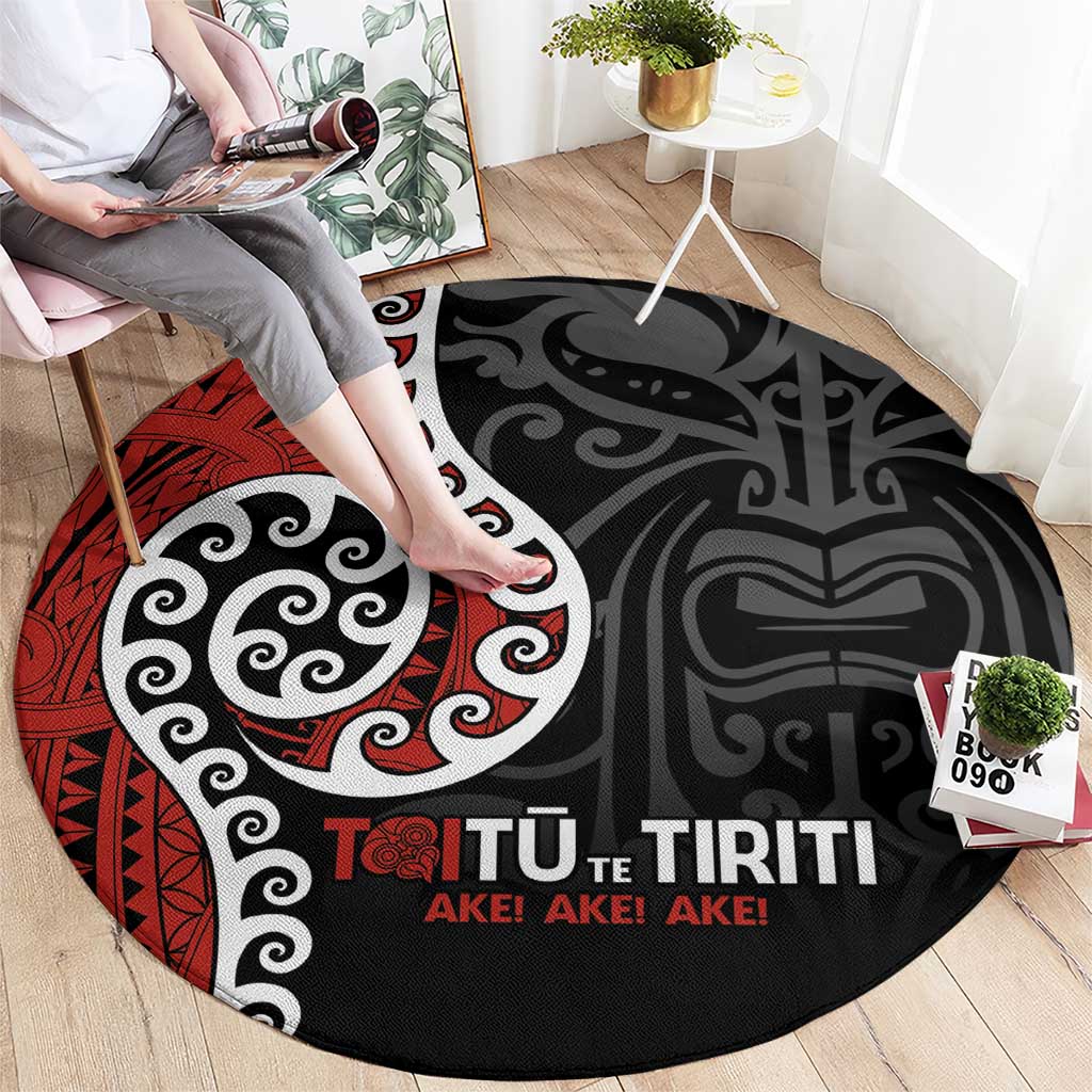 Honour The Treaty New Zealand Round Carpet Toitu Te Tiriti Ake!Ake!Ake!