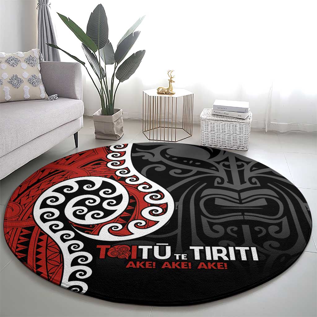 Honour The Treaty New Zealand Round Carpet Toitu Te Tiriti Ake!Ake!Ake!