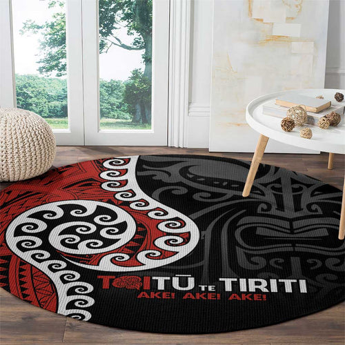 Honour The Treaty New Zealand Round Carpet Toitu Te Tiriti Ake!Ake!Ake!