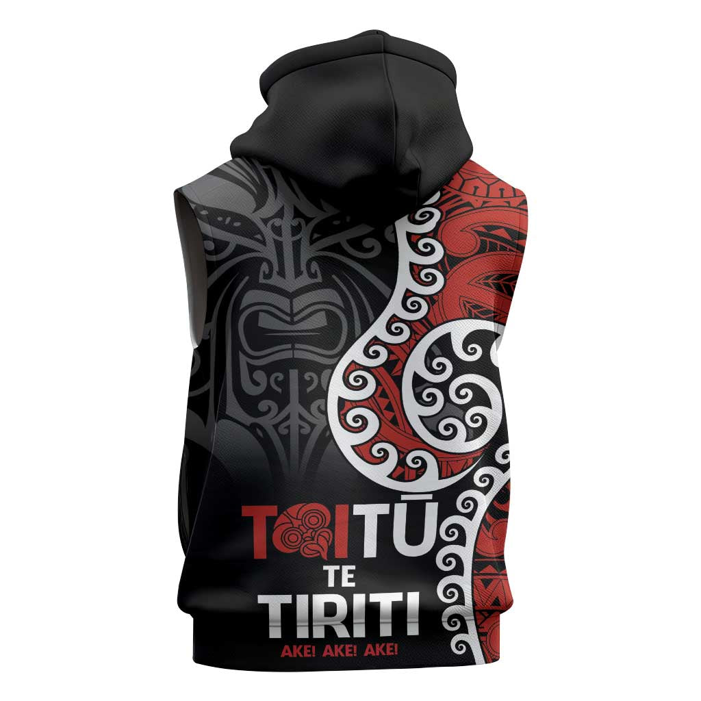 Honour The Treaty New Zealand Sleeveless Hoodie Toitu Te Tiriti Ake Ake Ake - Aussie Hoodie