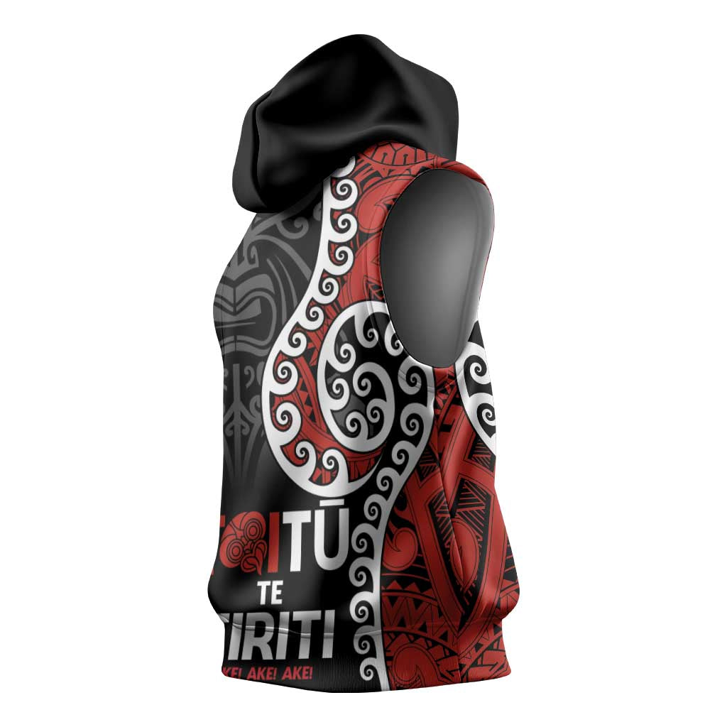 Honour The Treaty New Zealand Sleeveless Hoodie Toitu Te Tiriti Ake Ake Ake - Aussie Hoodie