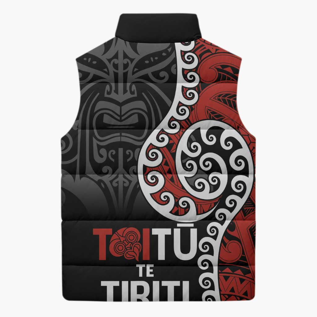 Honour The Treaty New Zealand Sleeveless Puffer Jacket Toitu Te Tiriti Ake Ake Ake - Aussie Hoodie