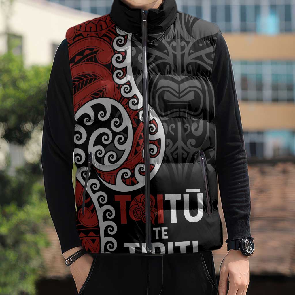 Honour The Treaty New Zealand Sleeveless Puffer Jacket Toitu Te Tiriti Ake Ake Ake - Aussie Hoodie