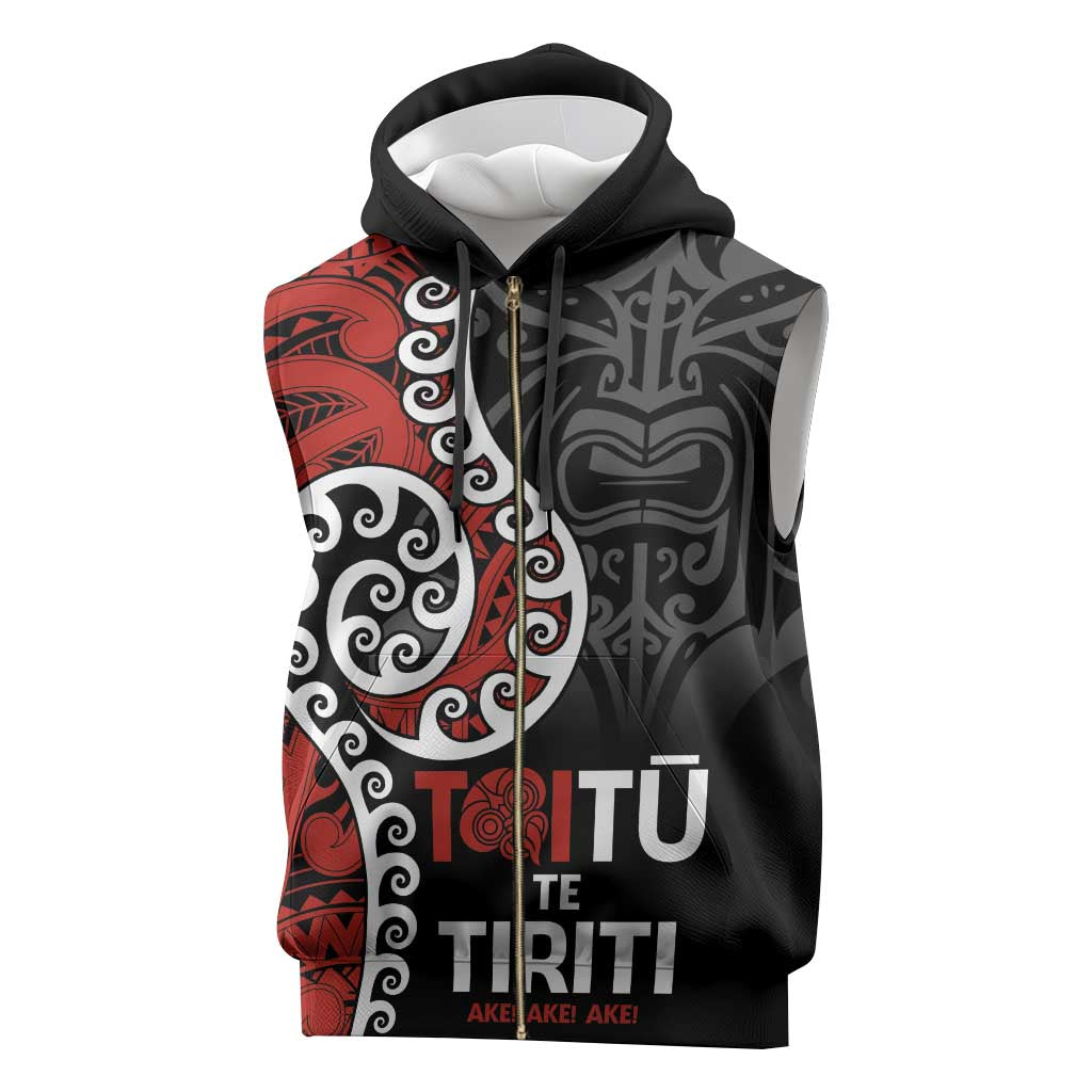 Honour The Treaty New Zealand Sleeveless Zip Hoodie Toitu Te Tiriti Ake Ake Ake - Aussie Hoodie