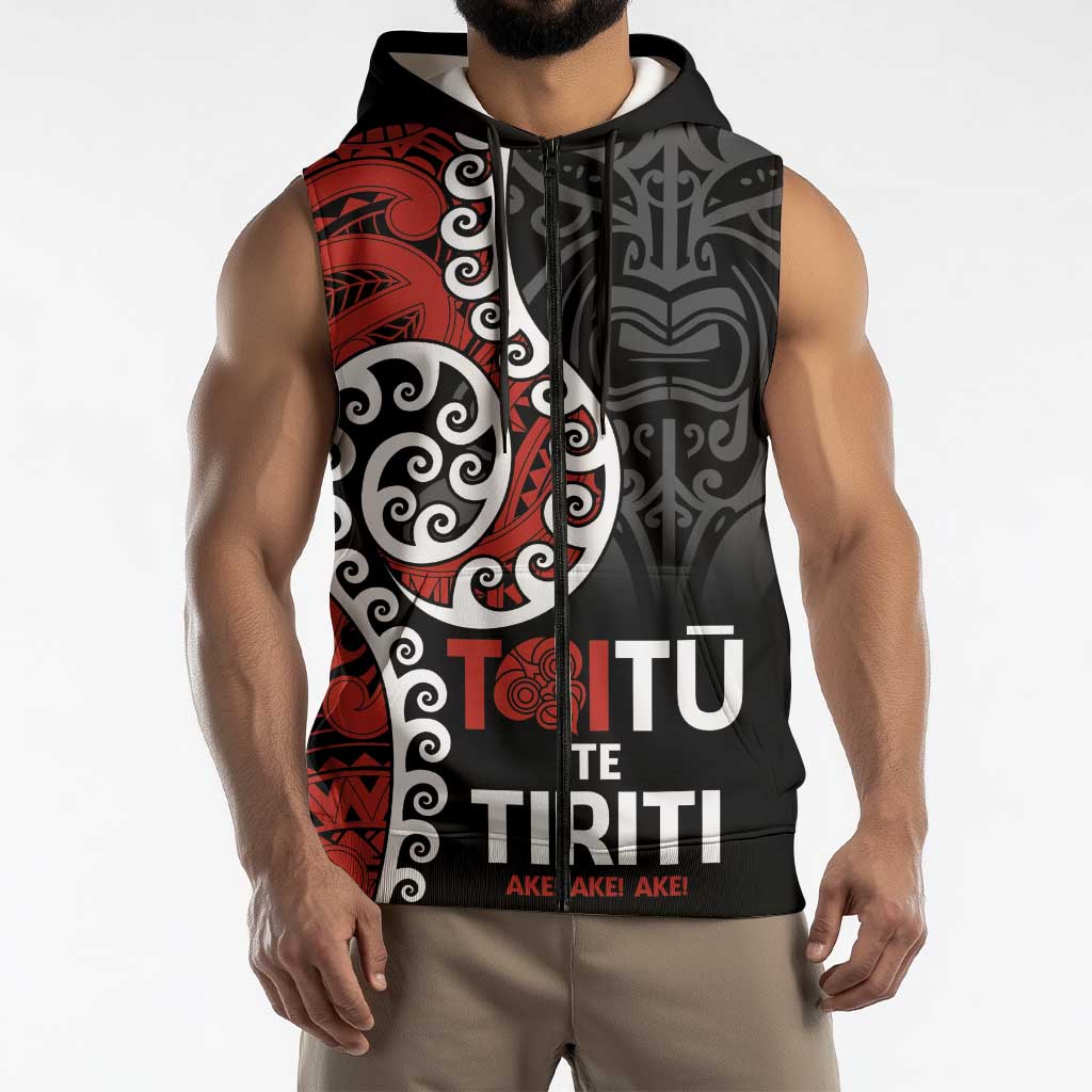 Honour The Treaty New Zealand Sleeveless Zip Hoodie Toitu Te Tiriti Ake Ake Ake LT9