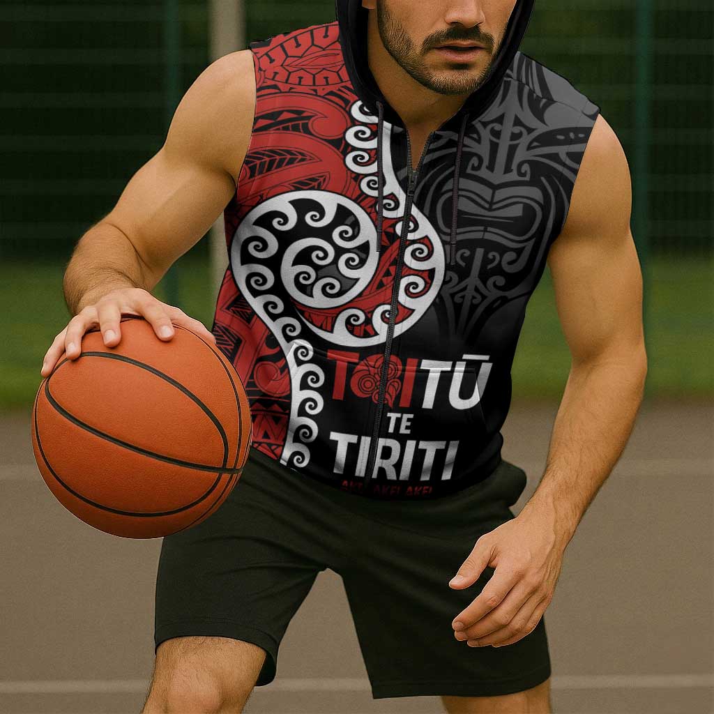 Honour The Treaty New Zealand Sleeveless Zip Hoodie Toitu Te Tiriti Ake Ake Ake LT9