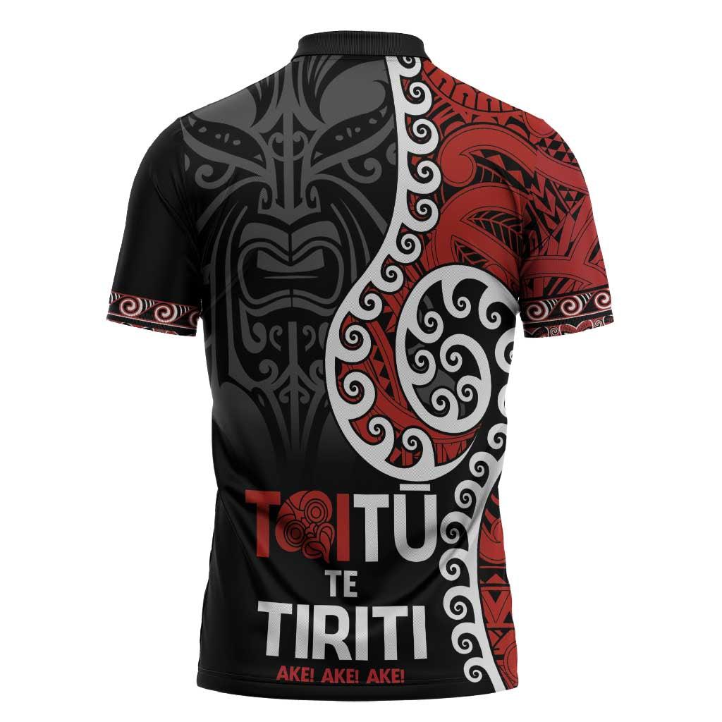 Honour The Treaty New Zealand Zipper Polo Shirt Toitu Te Tiriti Ake Ake Ake - Aussie Hoodie