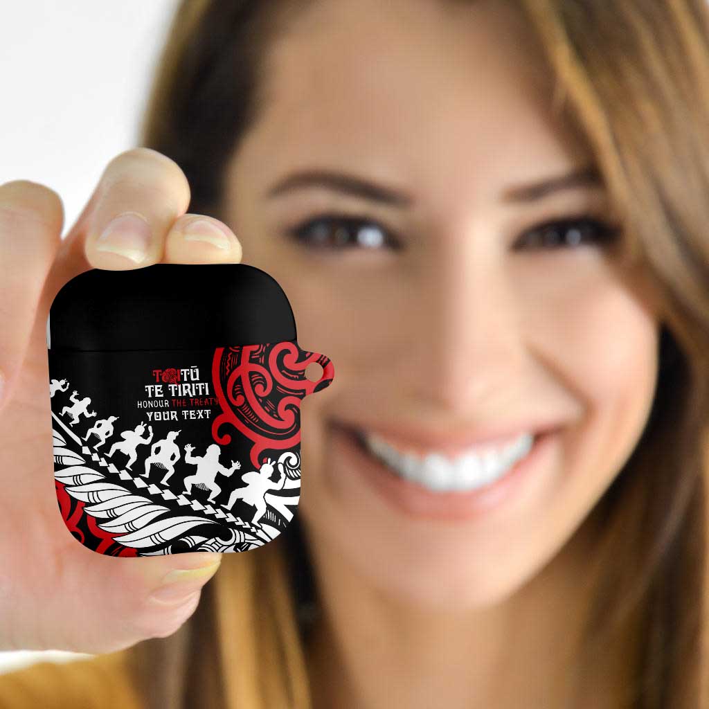 Honour The Treaty New Zealand Personalised AirPods Case Toitu Te Tiriti Half Fern Haka Dance - Aussie Hoodie