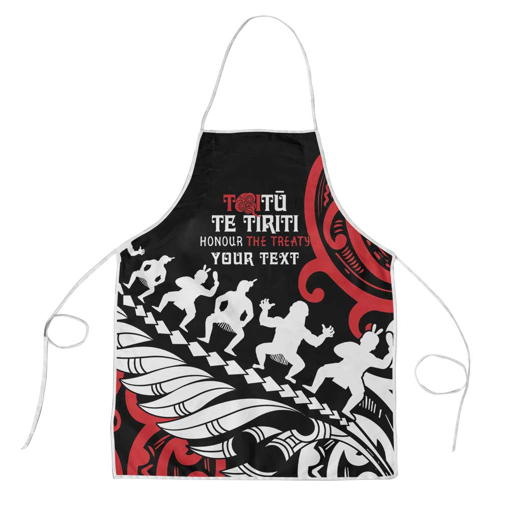 Honour The Treaty New Zealand Personalised Apron Toitu Te Tiriti Half Fern Haka Dance - Aussie Hoodie