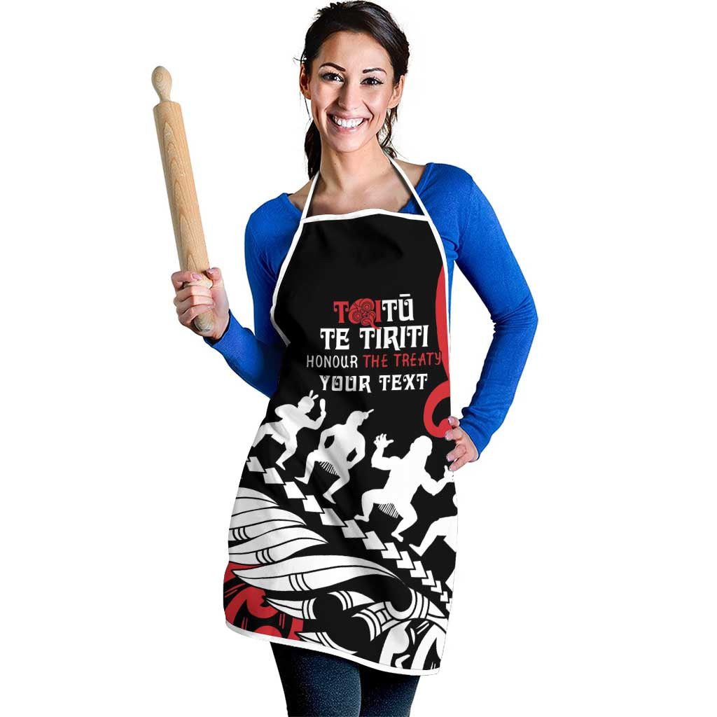 Honour The Treaty New Zealand Personalised Apron Toitu Te Tiriti Half Fern Haka Dance - Aussie Hoodie