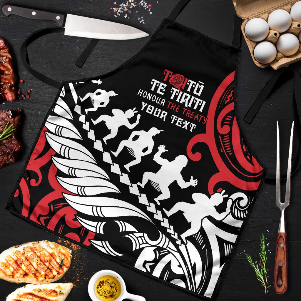 Honour The Treaty New Zealand Personalised Apron Toitu Te Tiriti Half Fern Haka Dance - Aussie Hoodie