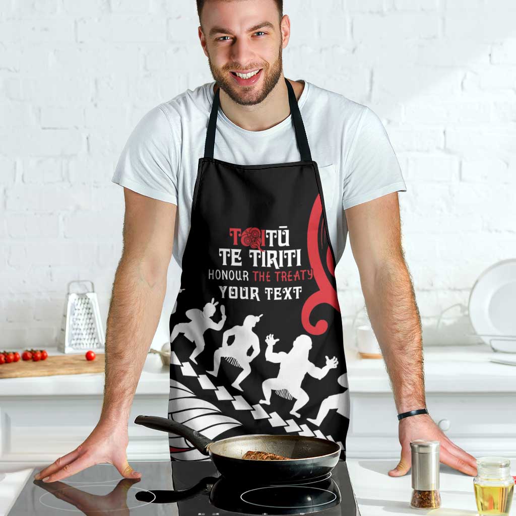 Honour The Treaty New Zealand Personalised Apron Toitu Te Tiriti Half Fern Haka Dance - Aussie Hoodie