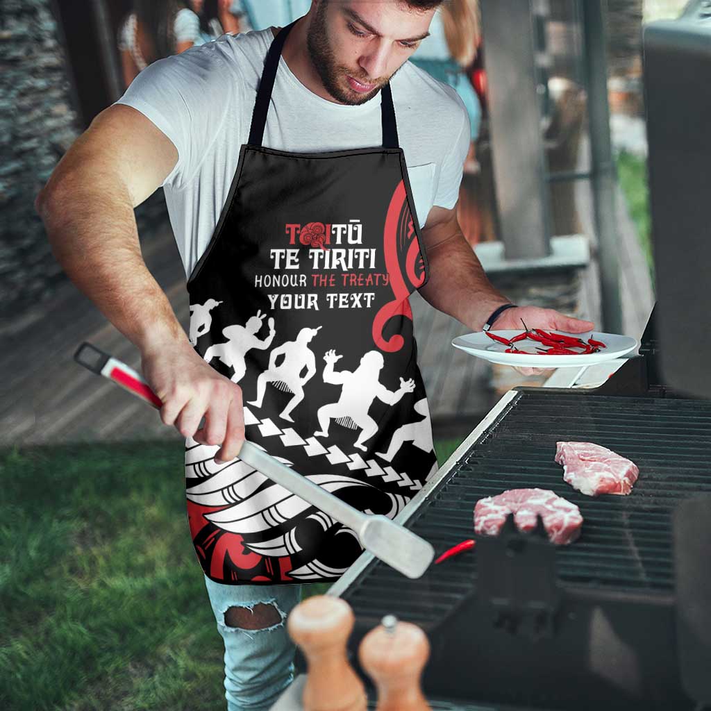 Honour The Treaty New Zealand Personalised Apron Toitu Te Tiriti Half Fern Haka Dance - Aussie Hoodie