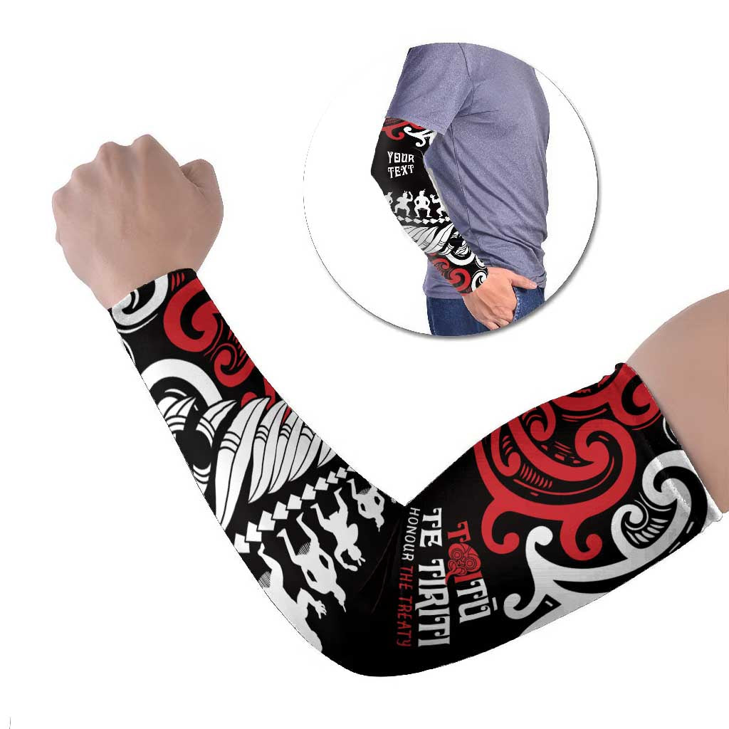 Honour The Treaty New Zealand Personalised Arm Sleeves Toitu Te Tiriti Half Fern Haka Dance - Aussie Hoodie