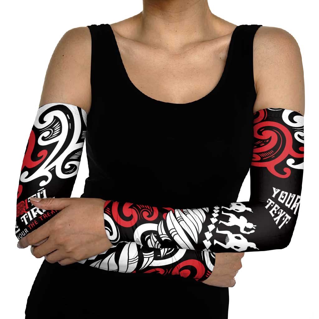 Honour The Treaty New Zealand Personalised Arm Sleeves Toitu Te Tiriti Half Fern Haka Dance - Aussie Hoodie
