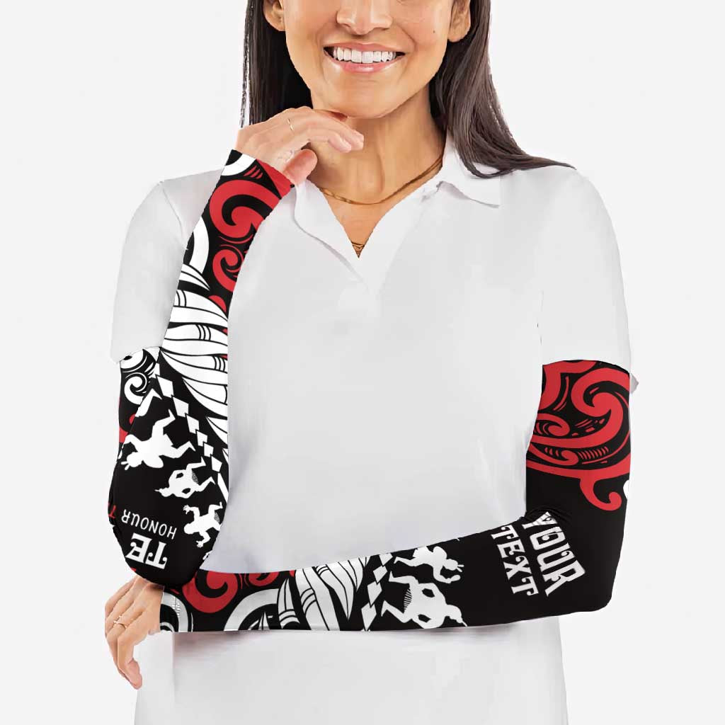 Honour The Treaty New Zealand Personalised Arm Sleeves Toitu Te Tiriti Half Fern Haka Dance - Aussie Hoodie